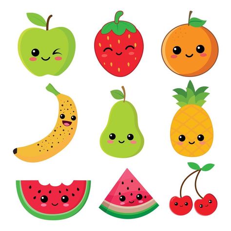 Drawing Step By Step Anime, Face Tutorial Drawing, Face Tutorial, Paper Fruit, Happy Fruit, Butterfly Cake Topper, Animation Drawing, Kawaii Fruit, Tutorial Drawing