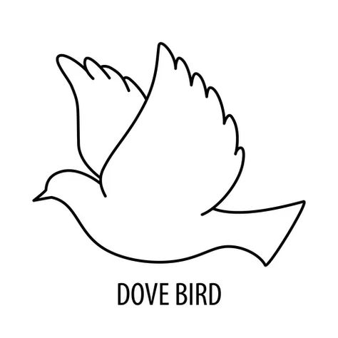 Line art dove flying pigeon logo drawing black Vector Image Drawing Doves Bird, How To Draw Dove, Bird Drawings Flying, White Pigeon Drawing, Easy Dove Drawing, Simple Dove Drawing, Dove Bird Drawing, Pigeon Drawing Easy, Dove Drawing Simple