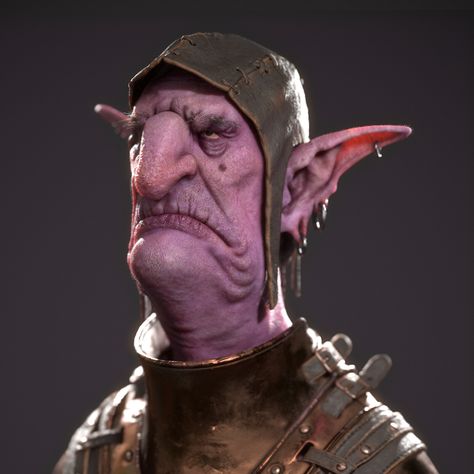 Grumpy Goblin, Felipe Chaves on ArtStation at https://www.artstation.com/artwork/nQkRQ9 Goblin Reference, Goblin Ears, Goblin Face, Need For Speed Movie, Photoshop Render, 40k Orks, Sculpture Art Clay, Creature Concept Art, Art Clay