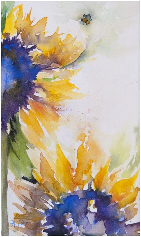 Spring Watercolor Art, Art Inspiration Watercolor, Loose Art, Paintings Tumblr, Leaves Watercolor, Watercolor Tutorial, Watercolor Tutorials, Watercolor Pencil, Landscape Watercolor