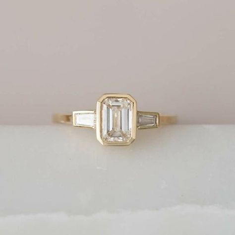 Bezel Set Wedding Ring, Bezel Set Engagement Ring, Bezel Engagement Ring, Future Engagement Rings, Emerald Cut Engagement, Emerald Cut Moissanite, Bezel Set Ring, Emerald Engagement Ring Cut, Dream Engagement Rings