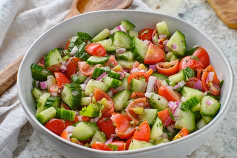 Check out how BRIANNAS Home Style Dressings make Cucumber and Tomato Chopped Salad even tastier. Zucchini Salad Recipes, Cooked Zucchini, Raw Zucchini Salad, Food Substitutes, Dressing Salad, Spring Pasta, Zucchini Tomato, Tomato Salad Recipes, Yummy Salads