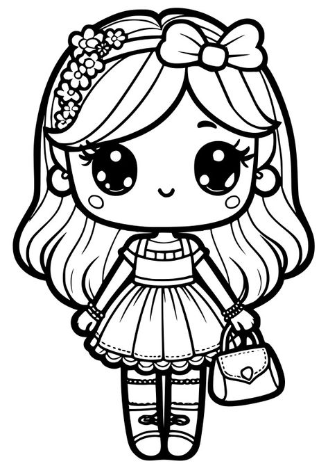 Girl 12 drawing for coloring page Free Printable! Nurieworld Daughter Coloring Pages, Girl Colouring Pages, Lol Doll Coloring Pages, Drawing For Coloring, Printable For Preschool, Minecraft Skins Female, Girl Coloring Pages, Chibi Coloring Pages, Drawing Kids