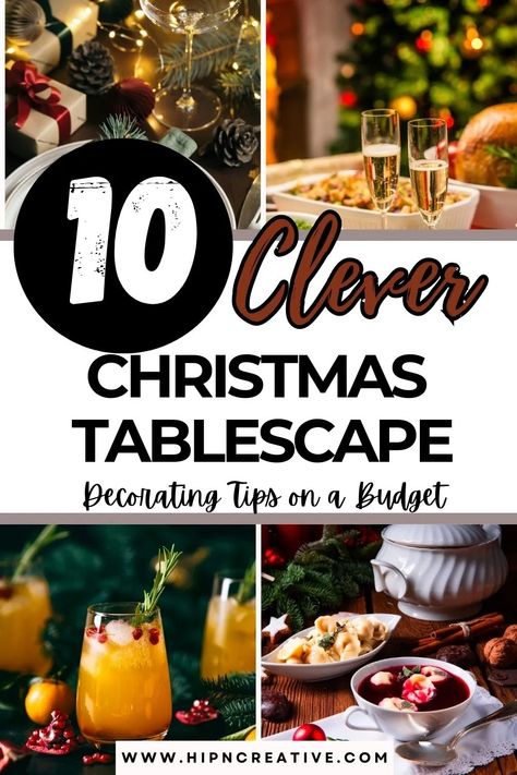 10 Easy Tips for Decorating Christmas Tablescape on a Budget - HipnCreative Christmas Tablescapes Ideas, Buffet Tablescapes, Diy Deco Mesh Wreath, Deco Mesh Wreaths Tutorials, Mesh Wreath Tutorial, Christmas Decorations Cheap, Christmas Tablescape, Table Scapes, Cheap Christmas