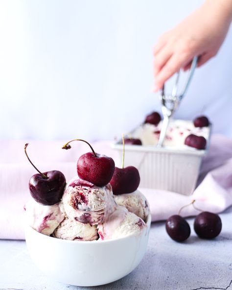 NATIONAL ICE CREAM DAY 🍦  . . Who wouldn’t love homemade ice cream in this very hot weather? We used cherries this time, it’s literally so refreshing, it didn’t disappoint us, yay! This is so easy to make using only 3 ingredients. No-churn but it’s so smooth. Will definitely do it again while cherries are still in season. Cinnamon Sugar Pancakes, Cherry Bourbon, Vanilla Ice Cream Recipe, Ice Cream Day, Roasted Cherry, Dessert Toppings, Ice Cream Desserts, Köstliche Desserts, Homemade Ice