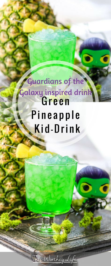 All Green Birthday Party, Green Halloween Drinks Nonalcoholic, Green Apple Drinks Non Alcoholic, Green Nonalcoholic Drinks, Green Apple Mocktail Recipe, Green Drinks For Kids, Easy Green Drinks Alcohol, Green Juice For Kids, Guardians Of The Galaxy Party Food