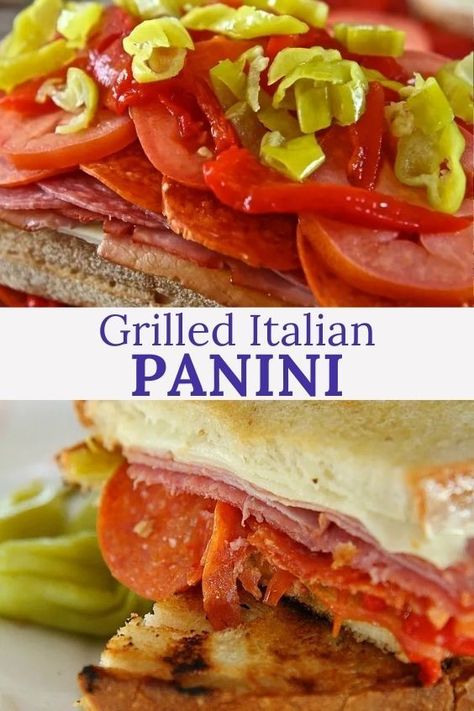 Pepperoni Sandwich Recipes, Italian Panini Recipes Sandwiches, Ground Beef Panini, Soup And Panini Recipes, Paninis Sandwiches Recipes, Pepperchini Recipes, Dessert Panini Recipes, Italian Panini Recipes, Dinner Panini Recipes