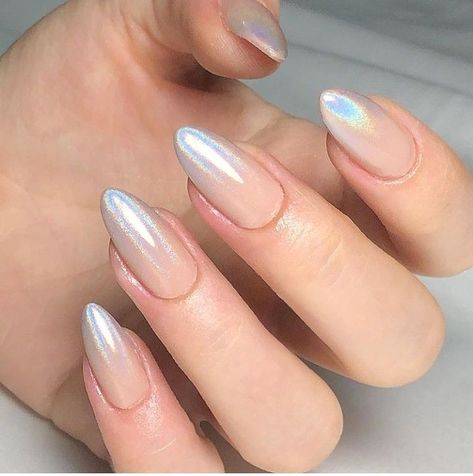 Maid Of Honor Nails, Metallic Nail Ideas, Nail Designs For Brides, Salmon Nails, Wedding Nail Designs, Ombre Chrome Nails, Opal Nails, Metallic Nail, Golden Nails