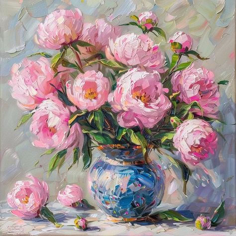 Acrylic Painting Peonies, Paintings Of Peonies, Peony Painting Acrylic, Dopamine Aesthetic, Artsy Flowers, Pink Peonies Wallpaper, Peonies Painting, Cover Wrinkles, Acryl Painting