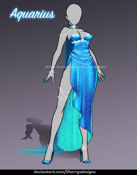 Aquarius Dress, Outfit Sketches, Drawing Anime Clothes, Dress Design Sketches, Dress Sketches, Dress Drawing, Anime Dress, Body Reference, Fashion Design Drawings