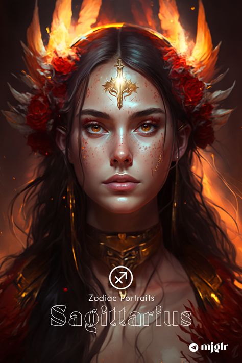 Sagittarius Goddess Art, Sagittarius Art Goddesses, Sagittarius Images, Sagittarius Goddess, Zodiac Portraits, Sagittarius Art, Moody Painting, Sagittarius Quotes, Astrology Art