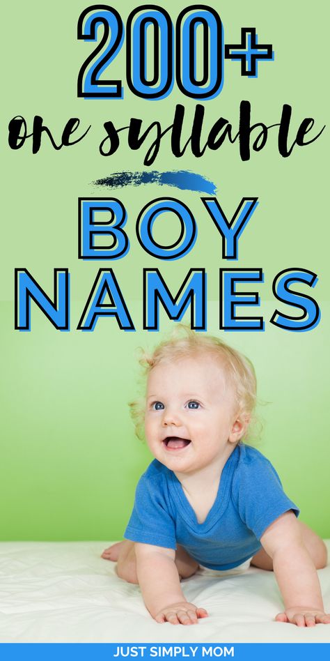 These one syllable boy names can be used as first names of course, but also make great boy middle names if you have a longer first name picked out. Mix and match them as first and middle names to find the perfect fit! One Syllable Middle Names, Three Syllable Boy Names, 3 Syllable Boy Names, Hebrew Boy Names, Names Nature, One Syllable Boy Names, Baby Boy Middle Names, One Syllable Names, Boy Middle Names