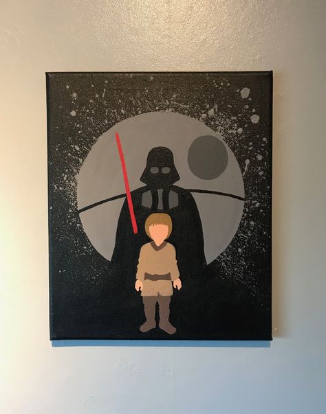 Star Wars Darth Vader canvas Darth Vader Painting Easy, Simple Star Wars Painting, Starwars Canvas Painting, Star Wars Art Drawings Easy, Darth Vader Painting Canvases, Star Wars Painting Easy, Star Wars Dibujos, Star Wars Canvas Painting, Darth Vader Painting