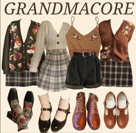 Grandmacore Clothes, Grandmacore Outfit, Grandmacore Aesthetic, Academia Aesthetic Outfit, Academia Outfits, Cottagecore Outfits, Earthy Outfits, Grandma Core, Clothes And Shoes