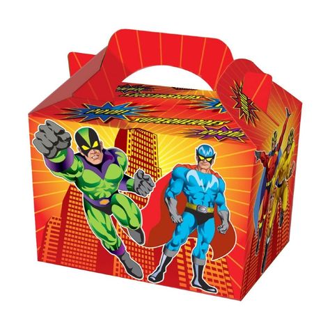 SUPER COOL KIDS PARTY BOXES - In SUPERHERO design (happy meal type box) (A Pack of 1 Box): Amazon.co.uk: Toys & Games Party Lunch Boxes, Party Food Boxes, Super Hero Party, Meal Box, Party Boxes, Food Boxes, Party Bag Fillers, Superhero Party, Party In A Box