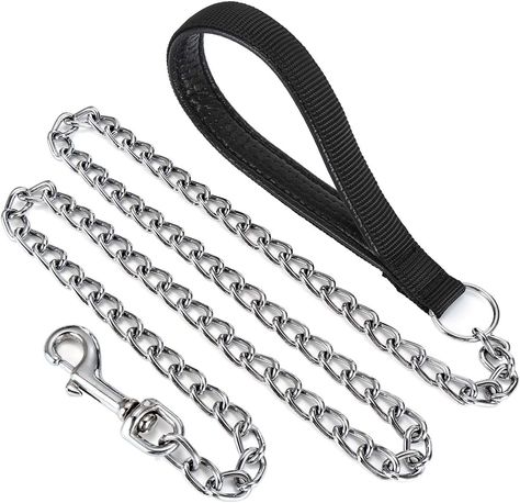 Filhome Metal Dog Leash Chew Proof Dog Chain Leash 4FT, 6FT Heavy Duty Sturdy Pet Dog Leash with Padded Handle for Large Medium Dogs Dog Leash Pulling, Dog Training Books, Dog Chain, Daily Walking, Dog Training Classes, Dog Training Videos, Dog Training Techniques, Outdoor Training, Pet Leash