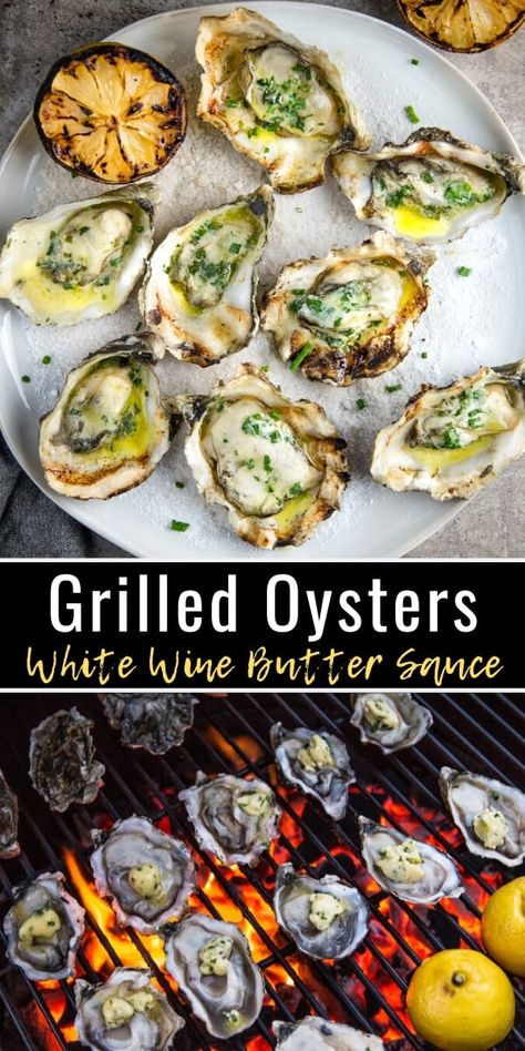 Steamed Oysters On The Grill, How To Grill Oysters, Seafood On The Grill Recipes, Oysters Grilled, Grilling Seafood, Oyster Ideas, Seafood On The Grill, Seafood Grill Recipes, Grill Seafood