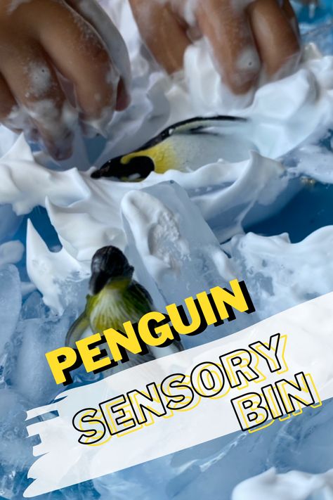 Penguin For Preschoolers, Be Brave Little Penguin Activities, Penguin Sensory Activity, Penguin Sensory Bin, Penguin Activities For Toddlers, Winter Theme Classroom, Toddler Messy Play, Dye Rice, Sensory Storytime