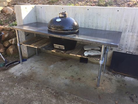 BBQ Table Weber Grill Cart, Weber Grill Table, Diy Grill Table, Outdoor Grill Area, Pipe Desk, Grill Cart, Wood Grill, Diy Grill, Bbq Table