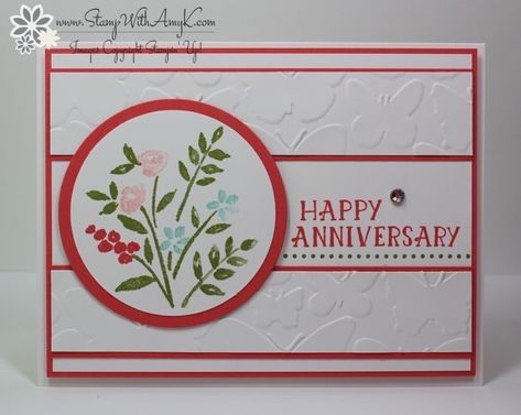 Anniversary Cards Handmade, Happy Anniversary Cards, Wedding Anniversary Cards, Stamping Up Cards, Anniversary Card, Card Sketches, Card Layout, Paper Crafts Cards, Floral Cards