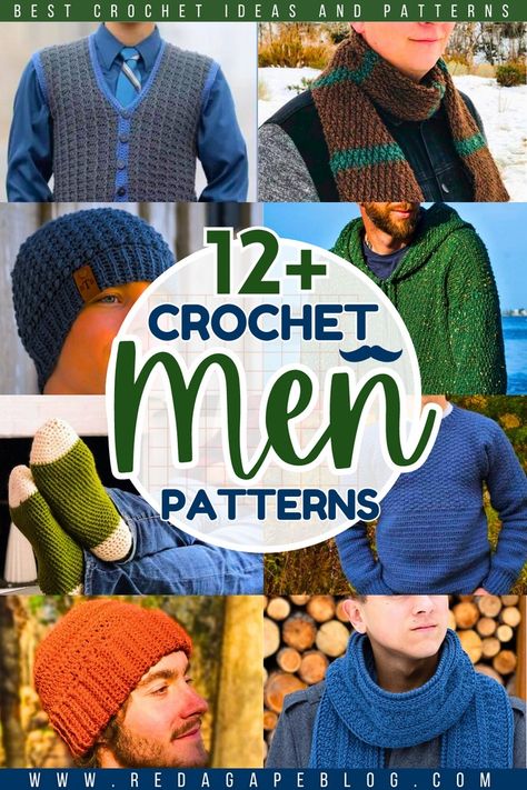 Crochet Men Patterns Crochet For Guys, Crochet Mustache, Waistcoat Pattern, Crochet Waistcoat, Plaid Crochet, Crochet Men, Handmade Gifts For Men, Crochet Christmas Gifts, Crochet Shawl Pattern Free