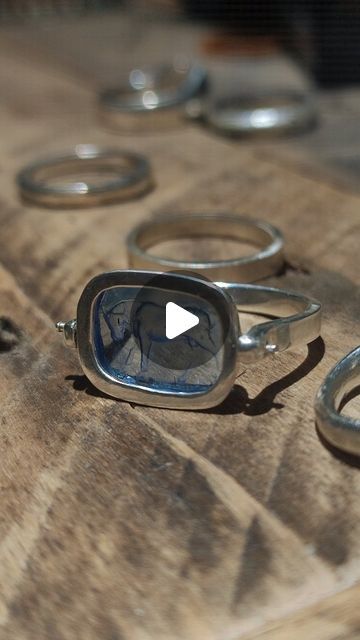 Silver Hollow Jewellery on Instagram: "Making an intaglio carved gemstone ring   🔥 Solid 925 sterling silver hand crafted from scratch  💎 Set with a carved glass intaglio gemstone with an ancient Greek depiction of a bull 🐂 🌀 Made with a spinning design to view the stone from either side when worn   #handmadering #intaglioring #silverring #silversmith #jewellery #jewellerymaking #sustainablejewellery #recycledjewellery #silverhollowjewellery #makingvideo #" Silversmith Jewellery, 4 Elements, Unusual Rings, A Bull, Jewelry Techniques, August 9, Handmade Rings, Ancient Greek, Gemstone Ring