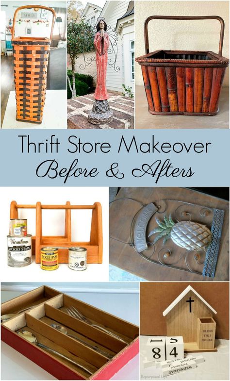 Thrift Store Makeover Ideas Before After, Goodwill Upcycle Decor Diy Projects, Trash To Treasure Ideas Thrift Store Finds, Thrift Store Basket Makeover, Christmas Thrift Store Painting, Goodwill Upcycle Decor, Upcycled Thrift Paintings, Thrift Store Painting Upcycle Christmas, Thrift Store Finds Repurposed