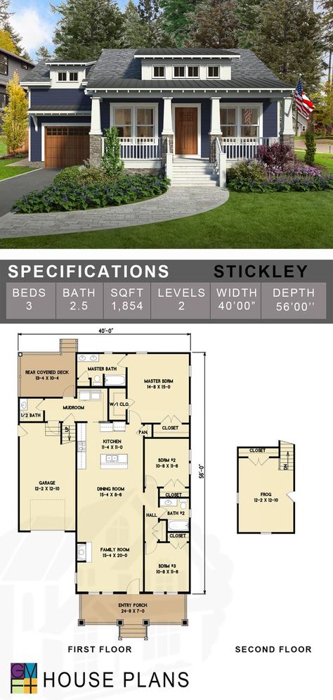 Colored Rendering of Stickley Model Small Suburban House, Arts And Crafts Bungalow, 3d Floor Plans, High Windows, Sims 4 House Plans, Suburban House, Sims 4 House Design, Sims House Plans, Sims House Design