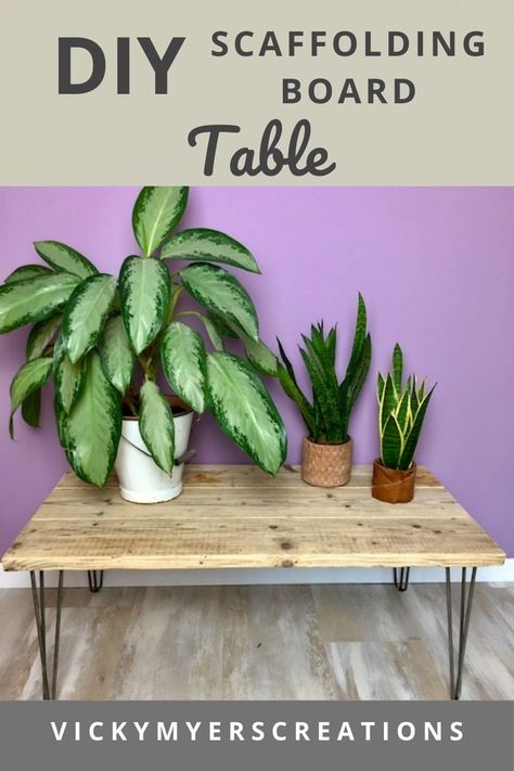 How to make an industrial styled scaffolding board coffee table – VickyMyersCreations Hairpin Table, Hairpin Leg Table, Scaffold Boards, Scaffolding, Rustic Table, Table Legs, Wood Pallets, How To Make An, Industrial Style