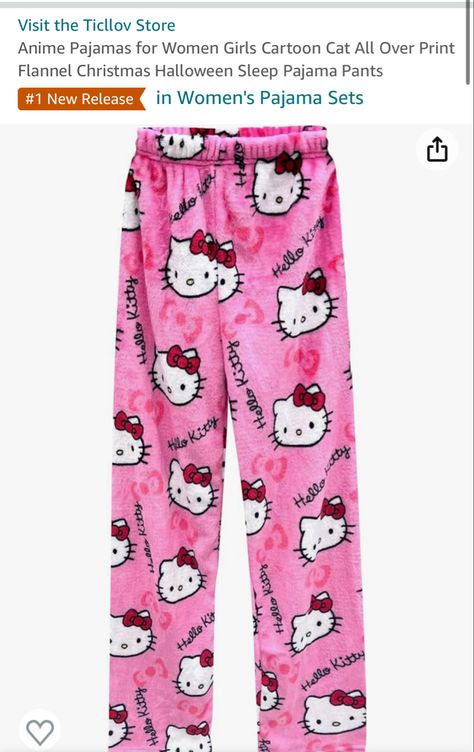 Amazon Coquette, Cartoon Pajama Pants, Sanrio Pajamas, Anime Pajamas, Cat Pajama Pants, Sleep Pajamas, Kawaii Casual, Flannel Christmas, Kitty Room