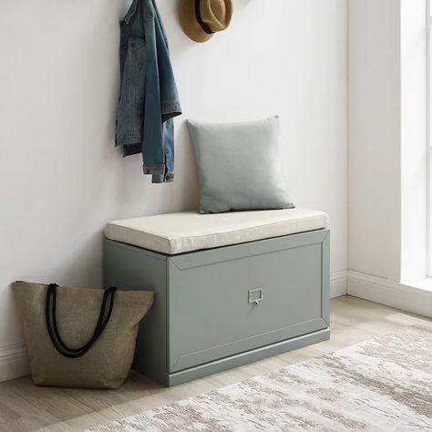 Laurel Foundry Modern Farmhouse Crestshire Solid Wood Drawers Storage Bench & Reviews | Wayfair Shoe Rack Bench, Bench With Drawers, Entryway Bench Storage, Upholstered Storage Bench, Entryway Storage, Storage Drawer, Upholstered Storage, Wood Drawers, Transitional Decor