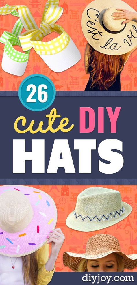 DIY Hats - Creative Do It Yourself Hat Tutorials for Making a Hat - Step by Step Tutorial for Cute and Easy Baseball Hat, Cowboy Hat, Flowers or Floral Tea Party Ideas, Kids and Adults, Knit Cap for Babies Hat Decorating Ideas Creative, How To Decorate A Hat, Creative Hat Ideas, Diy Hats For Women, Party Ideas Kids, Floral Tea Party, Diy Hats, Tea Party Ideas, Thrifty Fashion