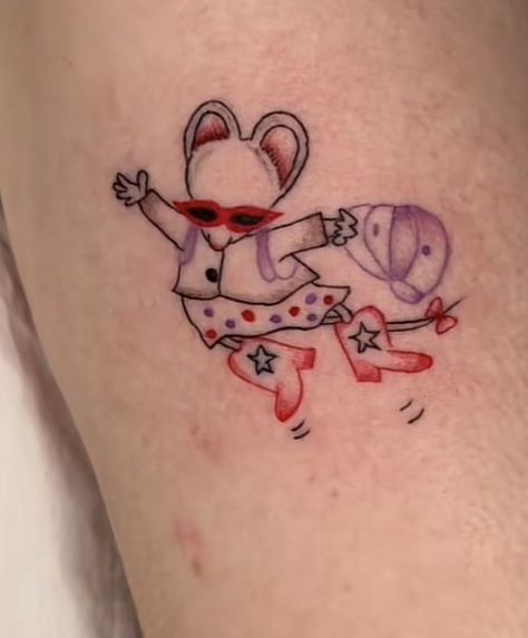 Kevin Henkes Tattoo, Tinky Winky Tattoo, Tootsie Roll Tattoo, Fancy Nancy Tattoo, Kids Book Tattoo, Childhood Tattoos Memories, Nostalgia 2000s Tattoo, Cool Disney Tattoos, The Rescuers Tattoo