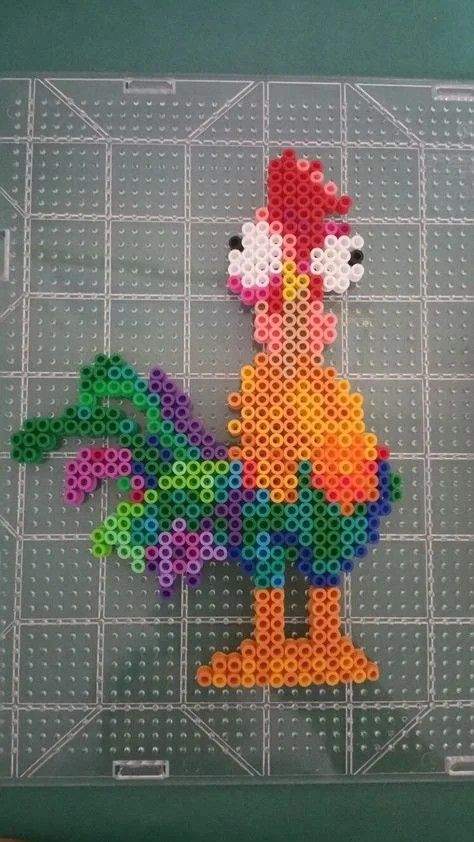 Colorful Perler Beads, Perler Bead Big Projects, Phoenix Perler Bead Patterns, Perler Bead Disney Characters, Perler Chicken, Bff Perler Bead Patterns, Moana Perler Beads, Perler Bead Crafts For Adults, Unique Perler Bead Ideas