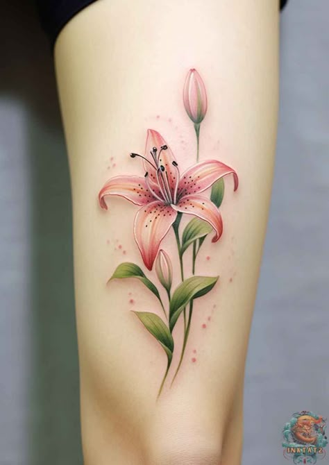 Stargazer Lily Tattoo: A Tattoo of Elegance and Sophistication – 42 Designs - inktat2.com Stargazer Tattoo, Stargazer Lily Tattoo, Lilly Flower Tattoo, Elk Tattoo, Tiger Lily Tattoos, Lillies Tattoo, Lily Tattoo Design, 2022 Summer Fashion, Women Strength