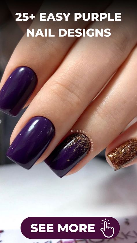 Explore a collection of elegant Easy Purple Nail Designs for a stylish look! Express your artistic side with gorgeous hues and modern motifs. Elevate your fashion game with these striking nail art ideas that exude confidence and creativity. Embrace the beauty of purple nails with this trendy inspiration for a fashion-forward statement that speaks volumes about your personal style. Dark Purple Magnetic Nails, Purple Pastel Nails Design, Mooncat Nail Polish Ideas, Deep Purple Nail Ideas, Purple Nails With Designs, Dark Purple Gel Nails, Purple Christmas Nail Designs, Dark Purple Nails With Glitter, Simple Purple Nail Designs