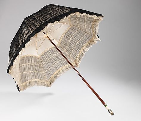 Parasol  Lafarge   Date: 1890–99 Culture: French Medium: silk, wood, metal, marble, enamel Dimensions: 38 in. (96.5 cm)  Costume Collection at The Metropolitan Museum of Art  Accession Number: 2009.300.2497 Vintage Parasol, Fancy Umbrella, Lakota Sioux, Under My Umbrella, Umbrellas Parasols, Costume Collection, Sioux, Belle Epoque, Wood Metal