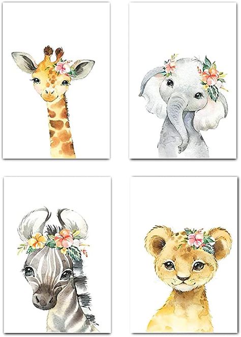 Safari Nursery Wall Decor, Safari Wall Decor, Baby Safari Nursery, Animal Wall Art Prints, Elephant Decoration, Baby Watercolor, Jungle Animals Nursery, Safari Baby Animals, Safari Nursery Prints