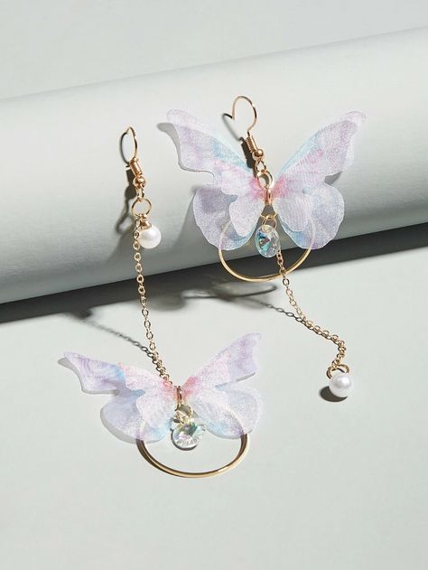 Butterfly Decor Drop Earrings | SHEIN USA Fantasy Diy, Earrings Shein, Butterfly Earrings Gold, Jewellery Inspiration, Magical Jewelry, Fancy Jewellery, Fancy Jewelry, Beauty Pageant, Fantasy Jewelry