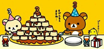 Happy birthday 3 rilakkuma Rilakkuma Birthday, Kawaii Hello Kitty, Bear Names, Kitty Party, Hello Kitty Party, Cat Party, Rilakkuma, Bart Simpson, Charlie Brown