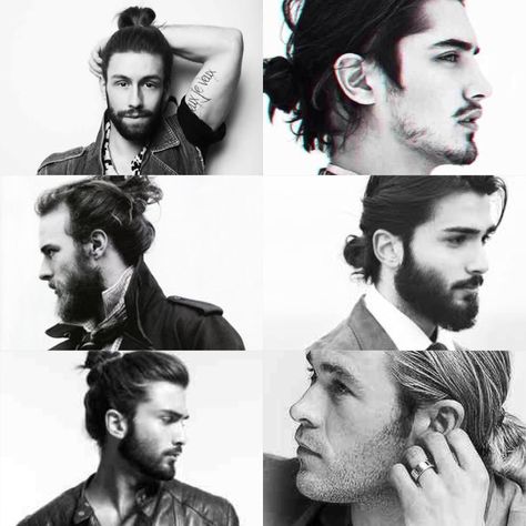 Any guy with long hair needs to pull it back like this. The man bun is an amazing thing. Man With Ponytail, Guy With Long Hair, Men's Hairstyles, Man Bun, Mens Hairstyles, The Man, Long Hair, Hairstyles, Long Hair Styles