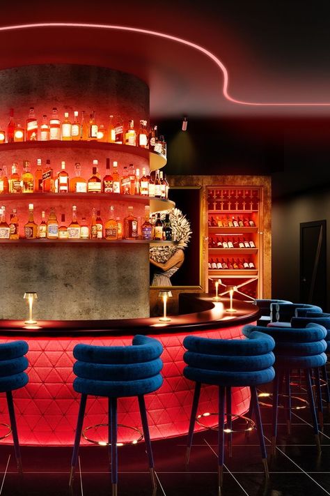 Disco Lounge Interior Design, Restorant Ideas Interior, Eclectic Bar Design, Funky Bar Design, 70s Bar Aesthetic, Cool Bars Designs, Vintage Bar Design, Disco Interior Design, Retro Restaurant Design