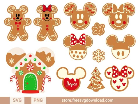 Mickey Mouse Gingerbread, Gingerbread Svg, Paw Patrol Christmas, Mickey Christmas, Mickey Mouse Christmas, Disney Holiday, Disney Diy, Christmas Templates, Easter Svg