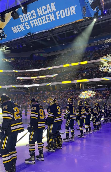 University Of Michigan Hockey, Umich Aesthetic, Michigan Wolverines Hockey, Hockey Aesthetic, Michigan Hockey, Usa Dream, Michigan Go Blue, Hockey Pictures, College Hockey