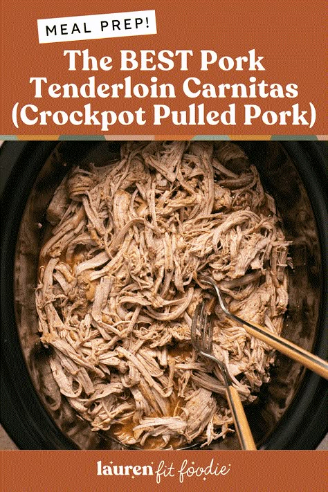 The BEST Pork Carnitas (Crockpot Pulled Pork) Pork Tenderloin Carnitas, Best Pork Tenderloin, Carnitas Crockpot, Pork Tenderloin Sandwich, Crockpot Pulled Pork, Tacos Burritos, Pork Carnitas, Crispy Pork, Pork Tenderloin Recipes