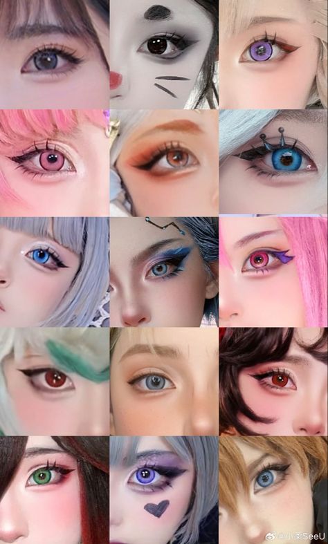 Ayaka Cosplay, J Makeup, Cosplay Makeup Tutorial, Anime Eye Makeup, Anime Cosplay Makeup, Makeup Drawing, Anime Makeup, Cute Eye Makeup, Korean Eye Makeup