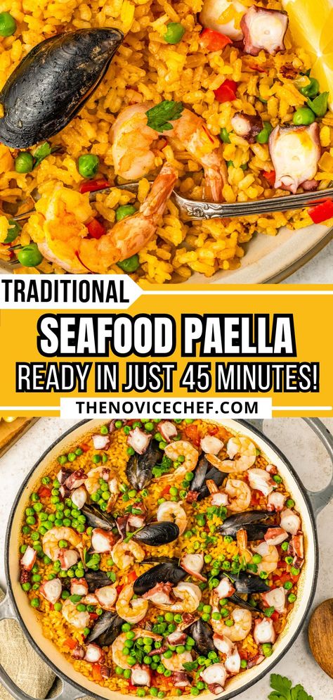 Cuban Paella Recipe, Easy Seafood Paella Recipe, Juicy Seafood, Ez Recipes, Seafood Paella Recipe, Easy Spanish Recipes, Paella Recipe Seafood, Spanish Paella, Saffron Rice