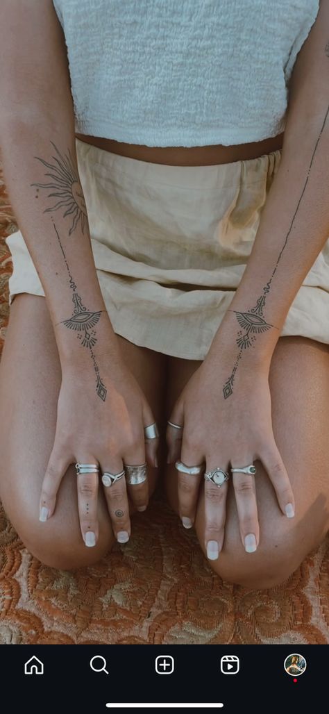 Lisa Bonet Tattoo, Goddess Hera Tattoo, Matching Tattoos Spiritual, Bracelet Hand Tattoo, Long Ornamental Tattoo, Divine Mother Tattoo, Shoulder Cuff Tattoo, Egyptian Lotus Flower Tattoo, High Frequency Tattoo