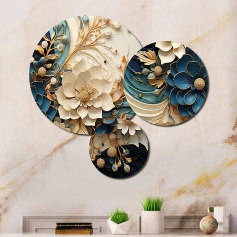 Designart "Liquid Ink Spiralscape II" Abstract Spirals Metal Wall Art Set - On Sale - Bed Bath & Beyond - 39862402 Teal Wall Decor, Circular Artwork, Clay Modelling, Floral Metal Wall Art, Liquid Ink, Circle Metal Wall Art, Animal Wall Decor, Round Wall Art, Abstract Wall Decor