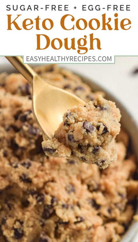 Sugar Free Cookie Dough, Sugar Free Cookie, Keto Cookie Dough, Healthy Cookie Dough, Keto Chocolate Chips, Sugar Free Cookies, Healthy Recipes Easy Snacks, Keto Friendly Desserts, Edible Cookies